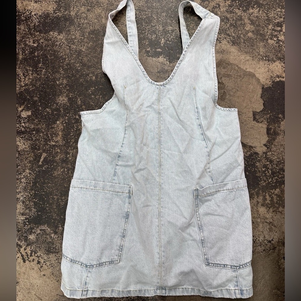 NEW FREE PEOPLE WE THE FREE HIGH ROLLER DENIM OVERALL SKIRTALL MINI DRESS M/XL